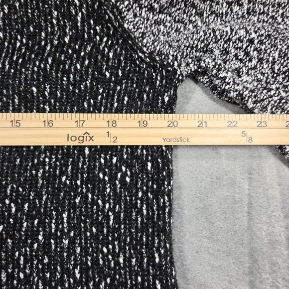 Karl Lagerfeld Cardigan Womens Large Black Two Tone Zip Up Fringe Casual Preppy - Picture 5 of 6